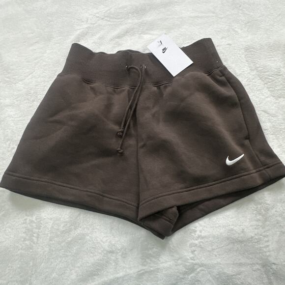Nike Sport Shorts Womens Size XS Phoenix Fleece High Waisted Loose Fit Brown NEW - Picture 7 of 13